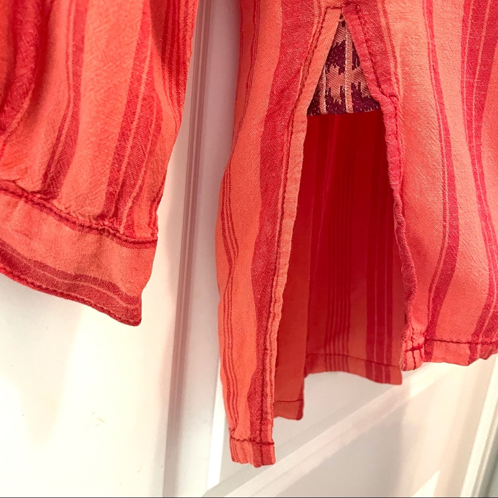 FREE PEOPLE Shirt | Summer Breeze Stripe | Coral | Sizes Small & Medium - Picture 8 of 16